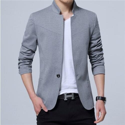 2020 Hot Men Jackets Stand Collar Male Blazers Slim Fit Blazer Long Sleeves Solid Colors Are Versatile Temperament Comfortable