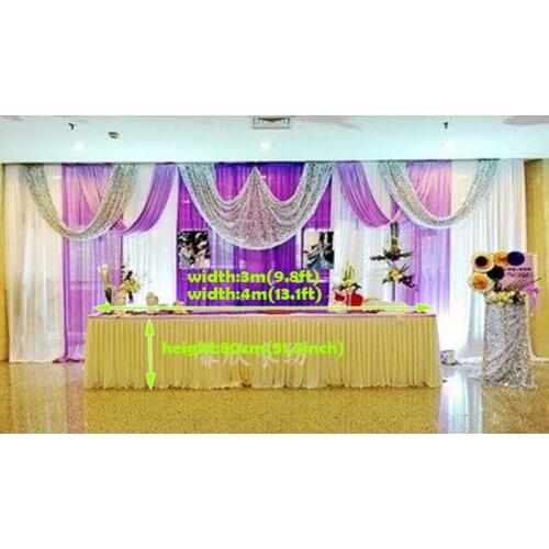 Welcome white table decorations for wedding Ivory Marriage Table Cover deluxe Table Skirt With drape wedding favors