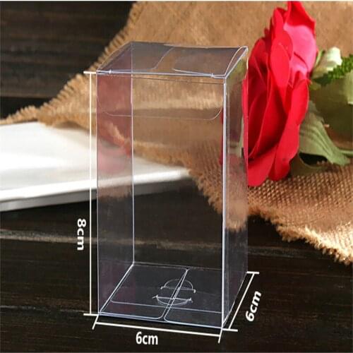50pcs 6*6*8cmTransparent Plastic Box Gift Packaging PVC Box Organize Jewelry/Candy/Small Product Storage Clear Carry Case