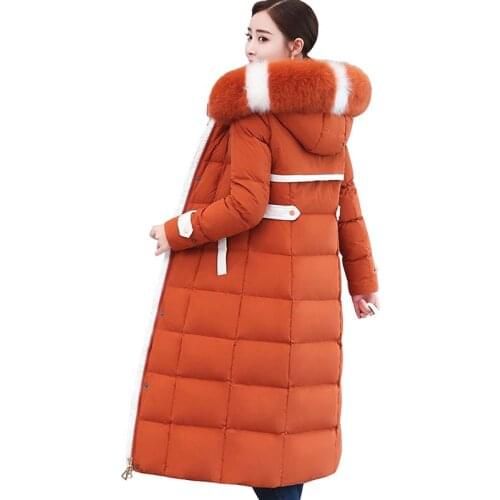 New Winter down jacket women Lengthen parka Fox big fur collar Hooded coat female Plus size Thicken high quality down coats 2199