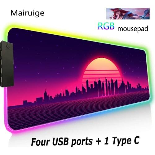 RGB Sunset Mouse Pad Rubber Xxl Waterproof Mini Pc Large MousePad LED Light Glowing Notebook Keyboard Table Mat Game Carpet Mats