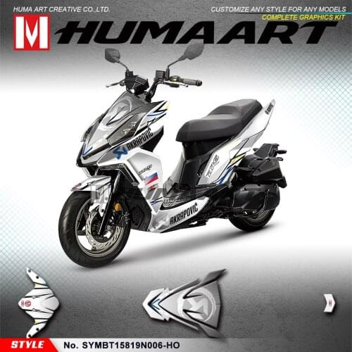 HUMAART Personalised Motorbike Stickers Self-Adhesive Vehicle Vinyl Wraps Full Set for SYM DRG BT 2019 2020, White Kit