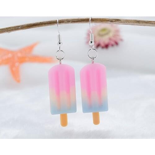1Pair Drop Earrings Cute Multicolor Ice Cream Artificial Fake Food Handmade Resin Earrings Jewelry For Woman And Children