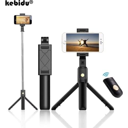 Kebidu Foldable 3 in 1 Wireless Bluetooth Selfie Stick Mini Tripod Expandable Monopod with Remote Control for iPhone IOS Android