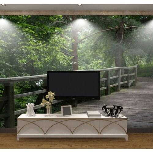 3D Modern forest photo Wallpaper Small bridge Art Wall Mural Living Room TV background Bedroom 8d Mural Wallpaper Decor