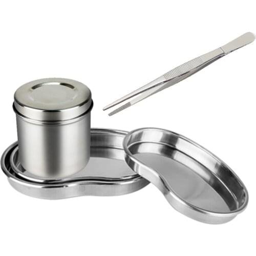 Stainless Steel Sterilized Tray Jar Pot Container Bottle Tweezers Medical Dental Surgical Cosmetic Tattoo Accesory Tools