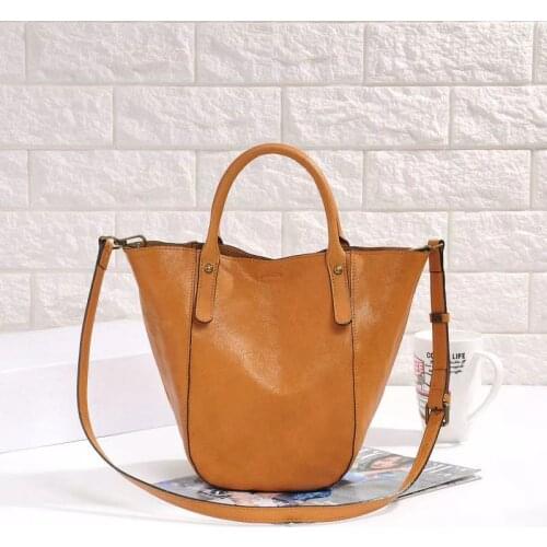 Genuine leather bucket bag new arrival pretty cross body bag for women vintage fashion shoulder bag great handbags messenger bag