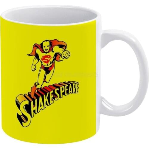 Super Shakespeare White Mug To Friends and Family Creative Gift 11 Oz Mug Coffee Ceramic Mug Shakespeare Yellow Bright Retro Sup