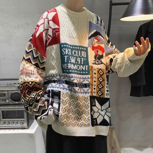 2020 Christmas Sweater Jumper men Korean Loose Knitted Sweater Plus Size Clothing Oversize Top Couples Casual Pullovers