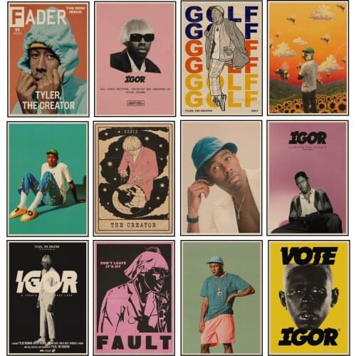 Tyler The Creator Hip Hop Rapper Star Retro Posters Wall Art Painting Vintage Kraft Paper Prints Home Room Bar Decor
