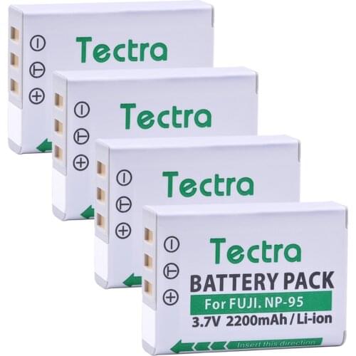 Tectra 4pcs NP-95 NP95 NP 95 Camera Battery for Fujifilm FinePix REAL 3D W1 X100 X100S X-S1 F30 F31fd X30 X100T Ricoh GXR