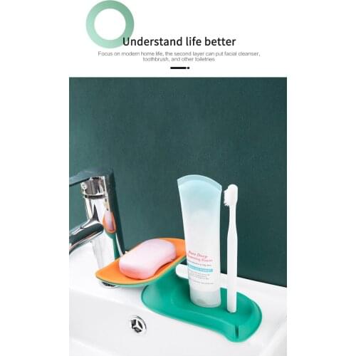 Rotating Double Drain Soap Dish Holder Tray Soap Sponge Holder Rack Shelf Bathroom Supplies Gadgets Multifunctional