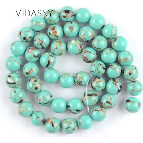High Quality Natural Light Green Shell Turquoises Stone Beads For Jewelry Making 4mm-12mm Loose Beads Diy Bracelet Necklace 15