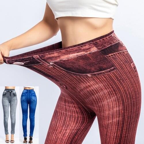 2021 Women Sexy Push Up Seamless High Waist Jeans Leggings Women Spring Elastic Faux Denim Jeggings Pants Leggins Mujer 3XL