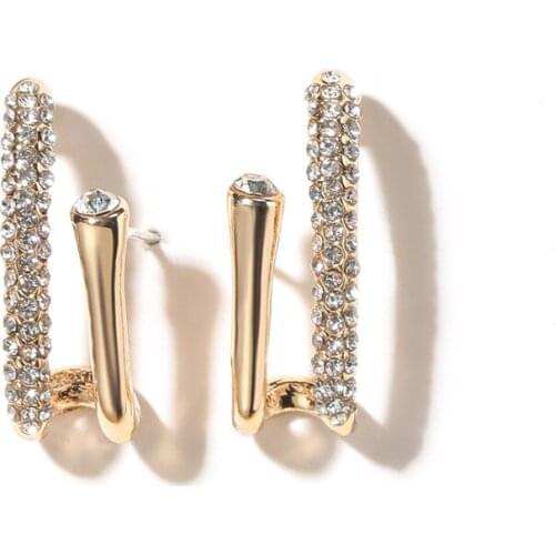 Earrings for Ladies U Type Cubic Zirconia Earrings Fashion Banquet Couple Wedding Earrings Birthday Gift for Girlfriend Jewelry