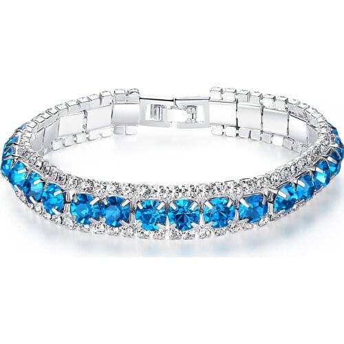 Women Zircon Bracelet Fashion 4 Colors Crystal Tennis Bracelet For Women White Gold Color Wedding Bands Jewelry Holiday Gift