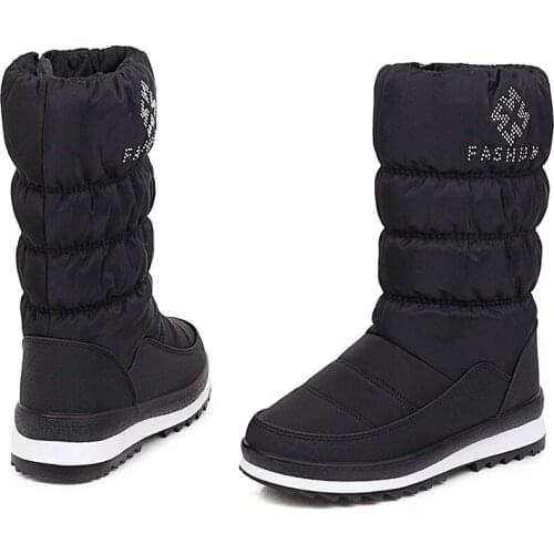 Women Platform Winter Shoes Comfort Waterproof Non-slip Zipper Ladies Snow Boots Thick Fur Bottines for girls Femmes Bottes