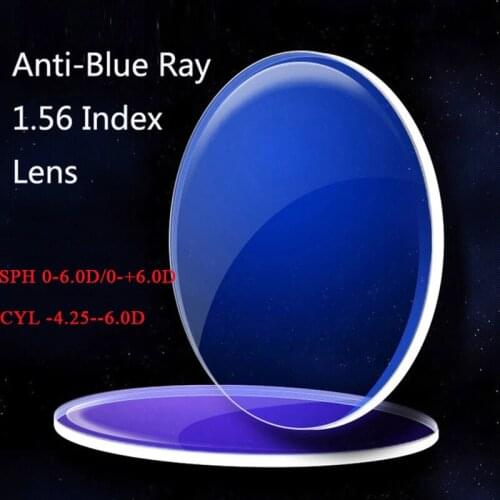 Kirka Anti-Blue Ray Lens 1.56 Index CYL 4.25-6.0D Protection Reading Eyewear Lenses 1 pair Men/Woman Optical Prescription lenses