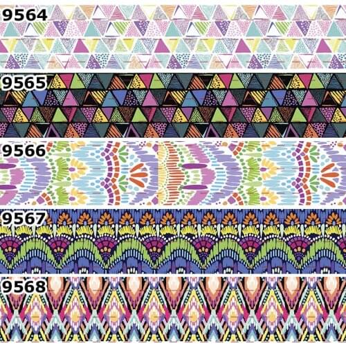 10yards - different sizes -Grosgrain ribbon - geometric pattern printed ribbon /19069559-9573