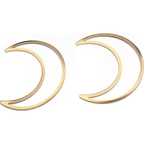 10pcs Raw Brass Large Crescent Moon Pendant Hanging Earrings Geometric Connector Charms For DIY Jewelry Findings Making