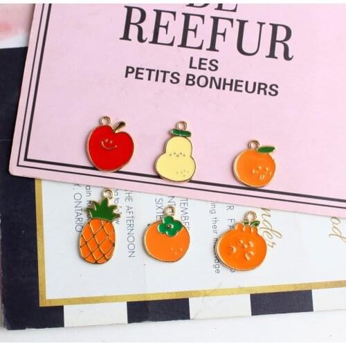 10pcs alloy enamel fruit charm wholesale for jewelry making DIY keychain earring pendant bracelet and necklace charms