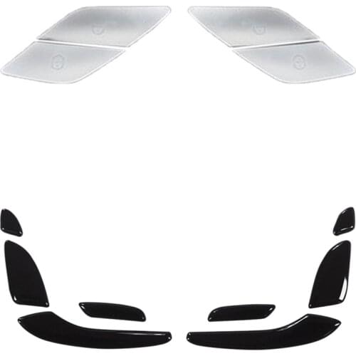 12 Pcs Car Door Switch Unlock Buttons Sequins Decoration Cover Trim,Silver & Gloss Black