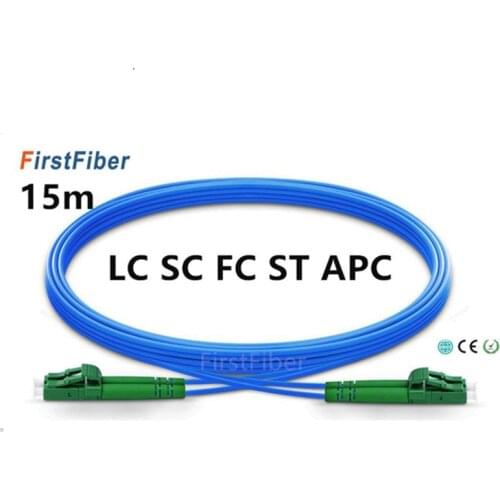 15m LC SC FC ST APC Armored Patch Cable Duplex 2 Core Single Mode Armored PVC Patch Cable