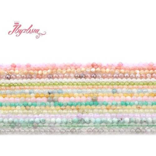 2mm Small Tiny Faceted Round Natural Stone For DIY Bracelet Necklace Jewelry Making Spacer Loose Beads Strand 15" Free Shipping