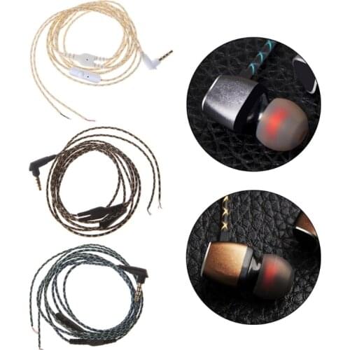 3.5mm Bended Earphone Maintenance Wire DIY Headphone Replacement Cord With Mic