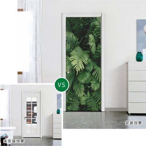 3D Decor Sticker Wallpaper Waterproof Vinyl PVC Green Plant House Bedroom Door Decoration Sticker Wallpaper 2021 New 3D Stickers