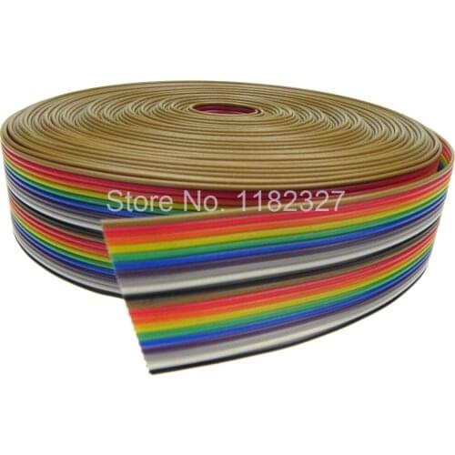 5 meters/lot) Flat Ribbon IDC Cable AWG28 20Pin 1.0mm pitch 5000mm / 5 meters Rainbow Color for IDC 2.0MM Connector Free Ship