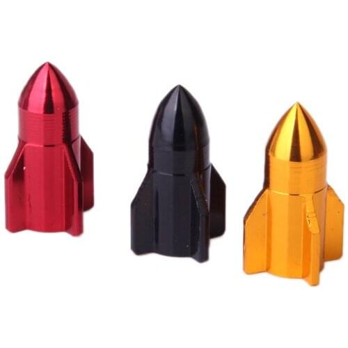 5PCS Aluminum Alloy Rocket Shape Tyre Tire Valve Caps for Motocycles Car Bicycle Accessories