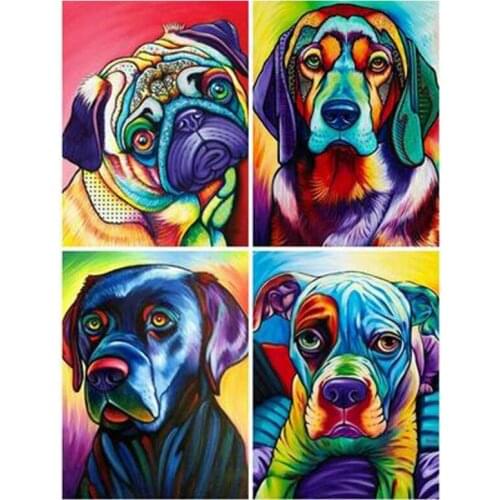 5D DIY Diamond Painting Colorful French Bulldog Dog Full Square Rhinestones Diamond Embroidery Cross Stitch Mosaic Decor C378
