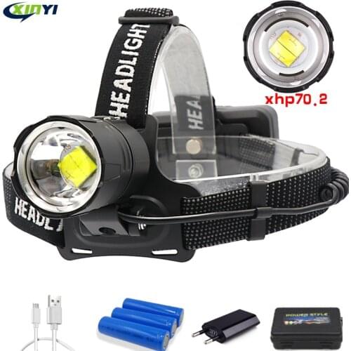 90000LM Powerful XHP70.2/XHP50 Led headlamp Headlight 3Mode Zoom head lamp flashlight torch Lantern for outdoor Fishing Camping