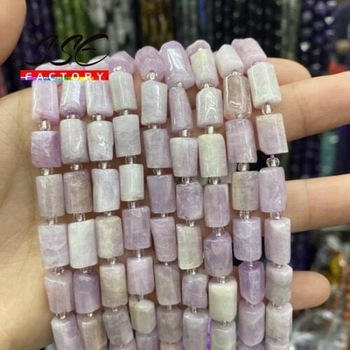 Natural Faceted Purple Kunzite Spodumene Stone Beads Cylinder Loose Spacer Beads DIY Bracelet Accessories For Jewelry Making 15"