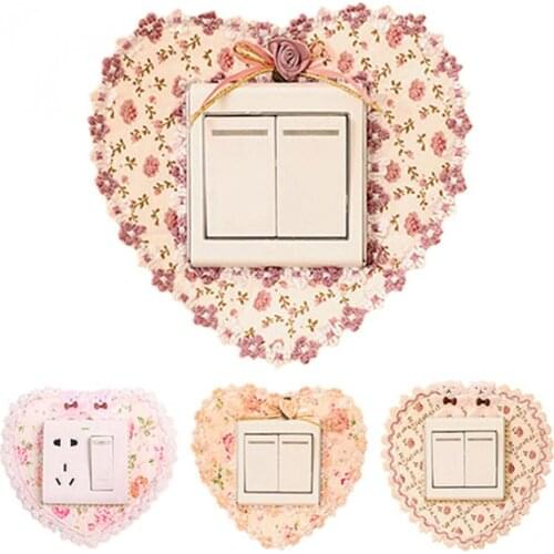 Household Flower Fabrics Lace Love Switch Dustproof Cover Socket Wall Decoration