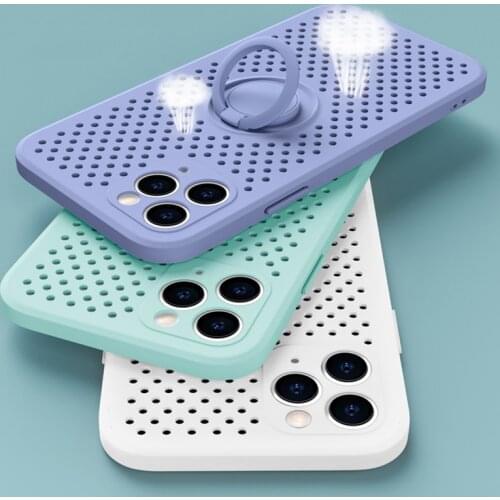 Liquid silicone Heat Dissipation Phone Case For iPhone 11 Pro XR XS Max 7 8 Plus X Honeycomb Finger Ring Magnetic holder cover