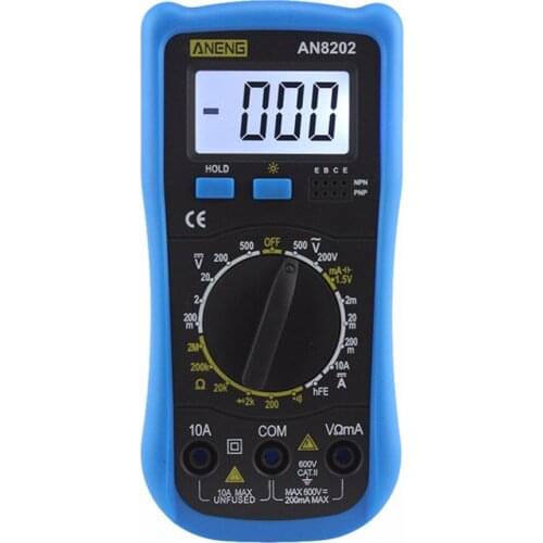 AN8202 Digital LCD Multimeter Backlight AC/DC Ohm Voltage Ammeter Tester Frequency Capacitor Tester