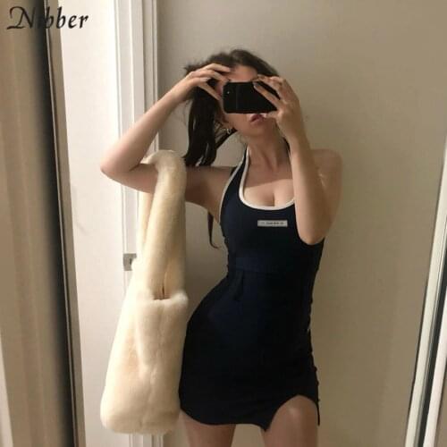 Nibber fashion Basic cotton lace up mini dresses womens summer new black Slim Soft home wear street casual bodycon dresses mujer