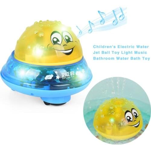 Electric Water Jet Ball Children Toy Light Music Bathroom Water Bath Toy Cute 3D Space UFO Water Spray Toy