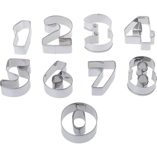 K5DC 9 Pcs Stainless Steel Numbers Cookie Stencil Biscuit Cutter Tool Set Baking Mode