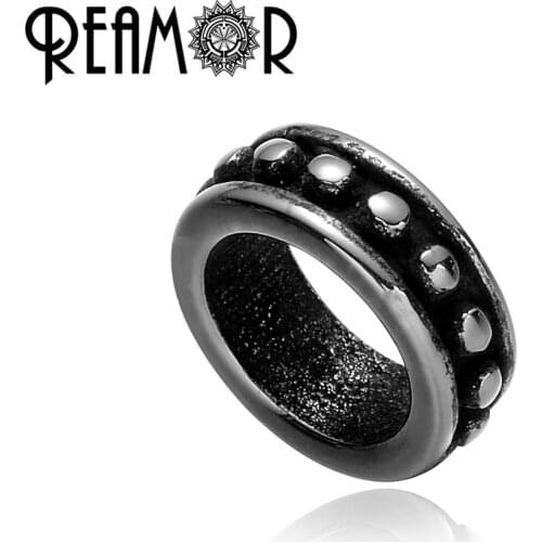 REAMOR Simple 316l Stainless Steel 6mm Large Hole Spacer Beads Charms For Jewelry Making DIY Men Bracelets & Bangles Beads