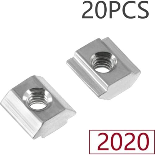 20PcsT Sliding Nut Block Square Nuts M3 M4 M5 M6 For 2020 Aluminum Profile Slot Zinc Coated Plate Aluminum For For EU Standard