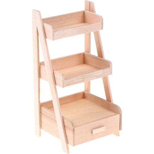 1:12 Scale New Dollhouse Wood Shelf Flower Stand Mini Doll House Handmade Furniture Model