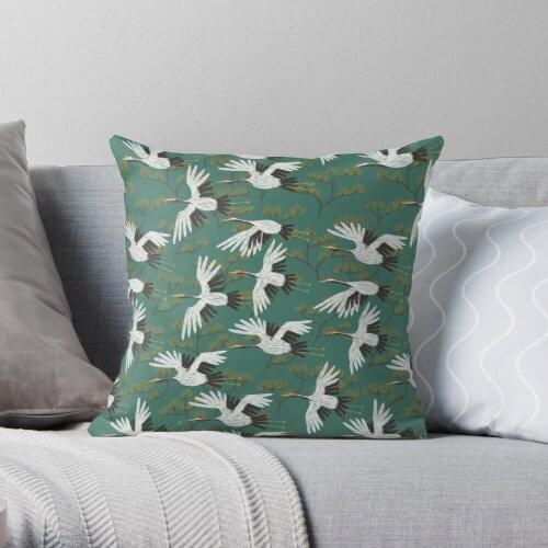 Japanese Crane Pattern Throw Pillow Cushion Cover Polyester throw pillows case on sofa home living room car seat decor 45x45cm