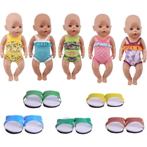 New Swimsuit Doll Clothes And Shoes Fit For 43cm baby Doll clothes reborn Doll Accessories，Our Generation Doll