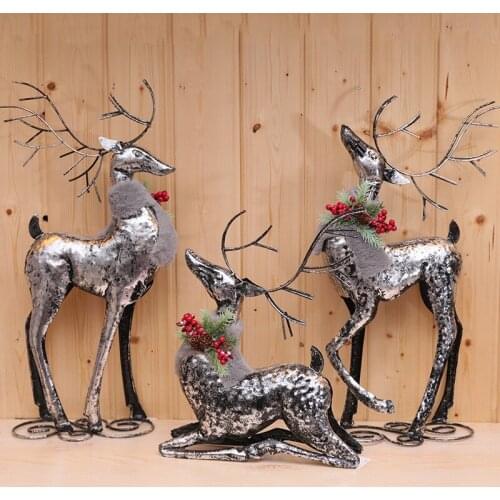 New Christmas black glitter iron deer Christmas elk reindeer Meichen ornaments Christmas scene props shopping mall window decora