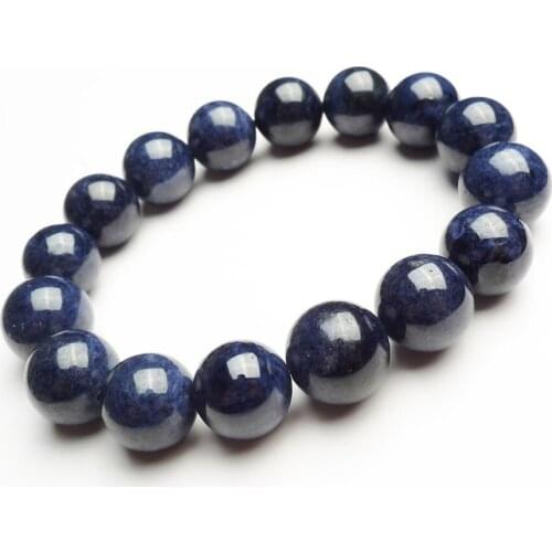 Wholesale 13mm Genuine Deep Blue Natural Stone Bracelets Women Mens Powerful Round Bead Stretch Bracelet