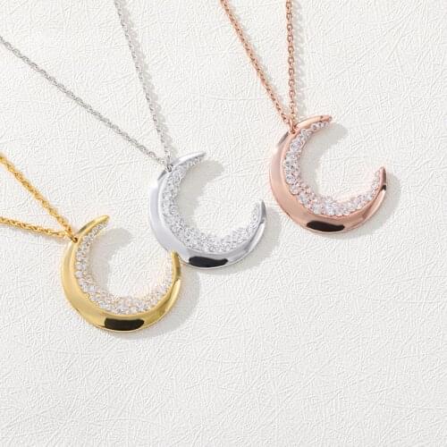 Crescent Moon Necklace Crystal Necklace Bohemia Jewelry 2020 Stainless Steel Womens Fashion Accessories Mujer Bridesmaid Gifts