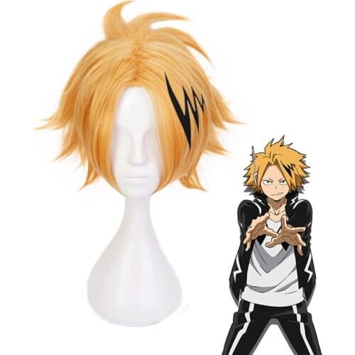 My Hero Academia Kaminari Denki Wig With Headwear Cosplay Costume Boku no Hero Academia Heat Resistant Synthetic Hair Wigs